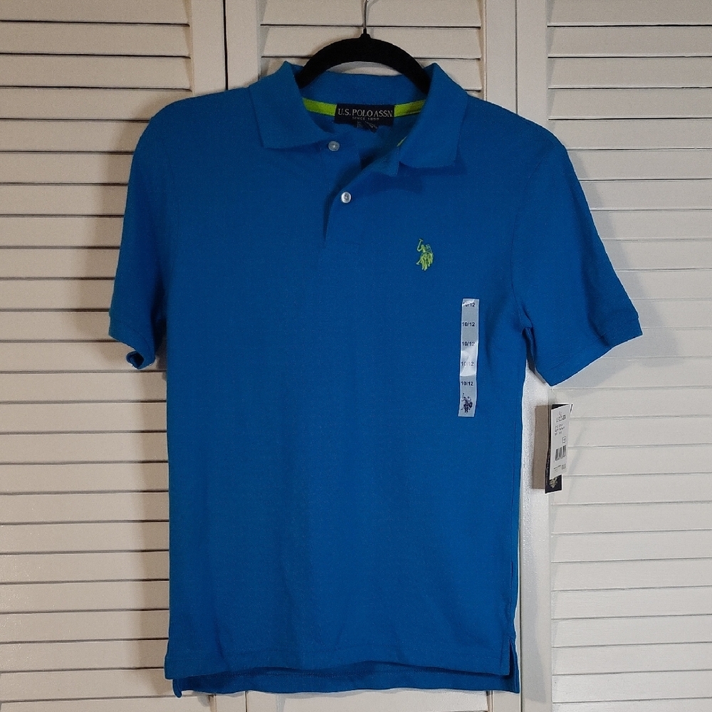 U.S. Polo Assn. Boys Polo Shirt in Blue with Green Logo